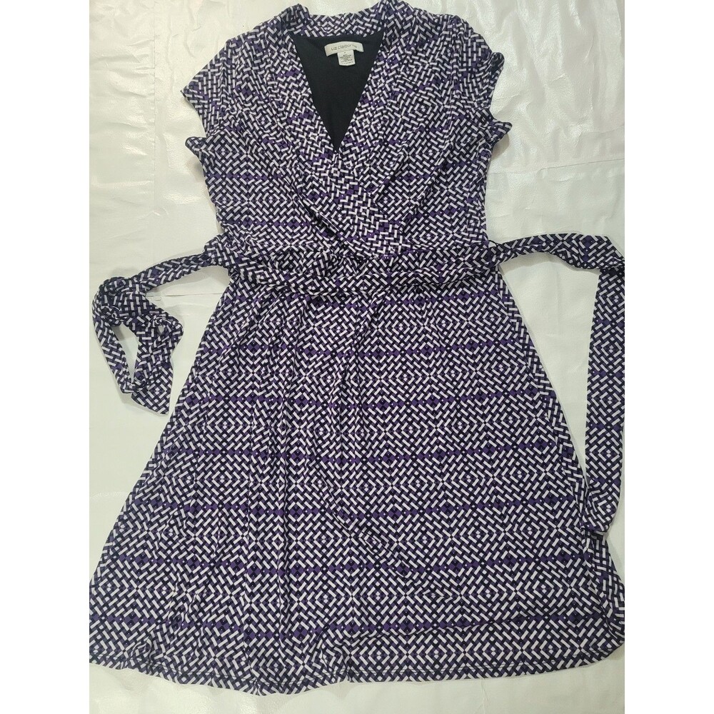 Liz Claiborne Geometric Wrap‑Style Dress Size M...   #I